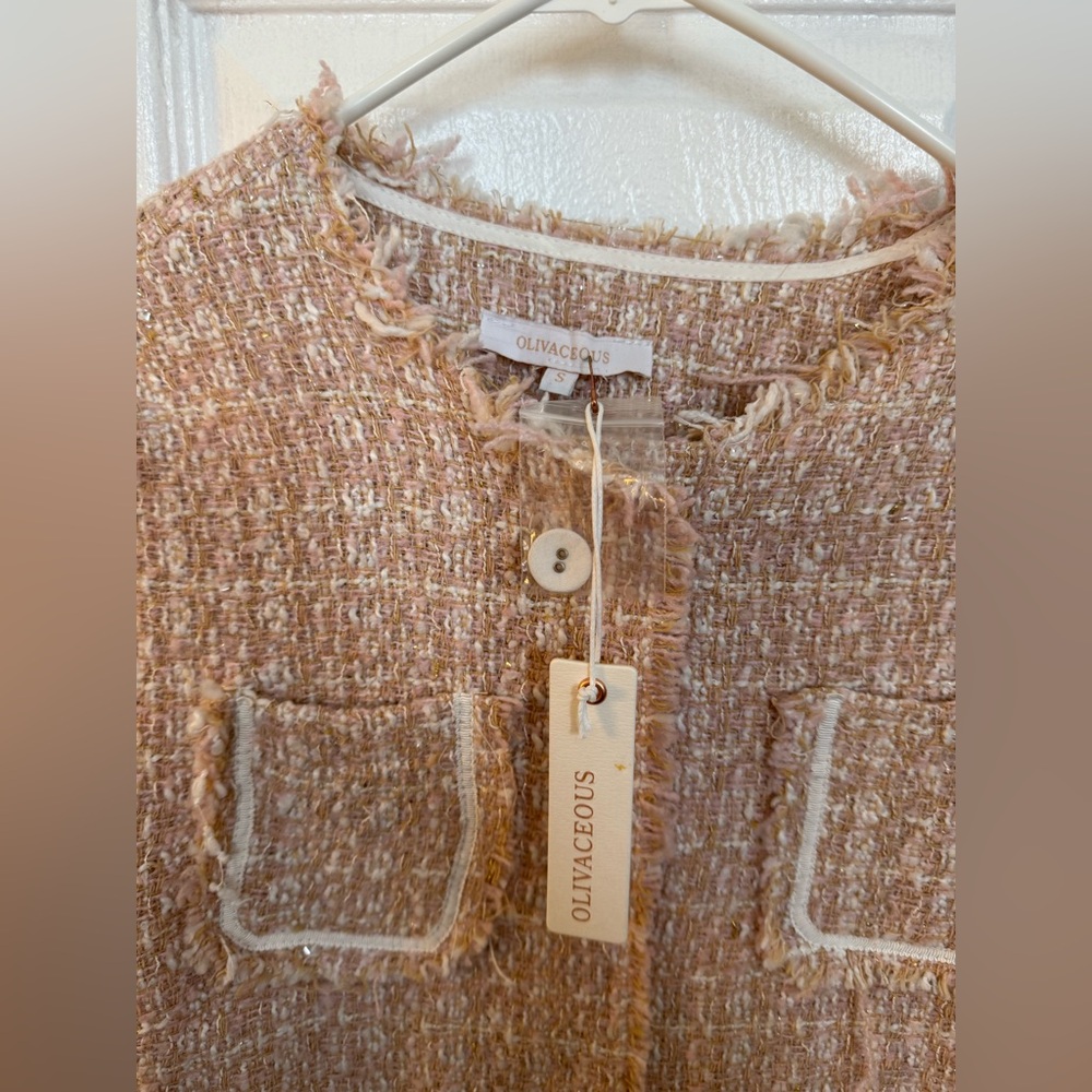 Olivaceous tweed blazer jacket - Picture 2 of 5